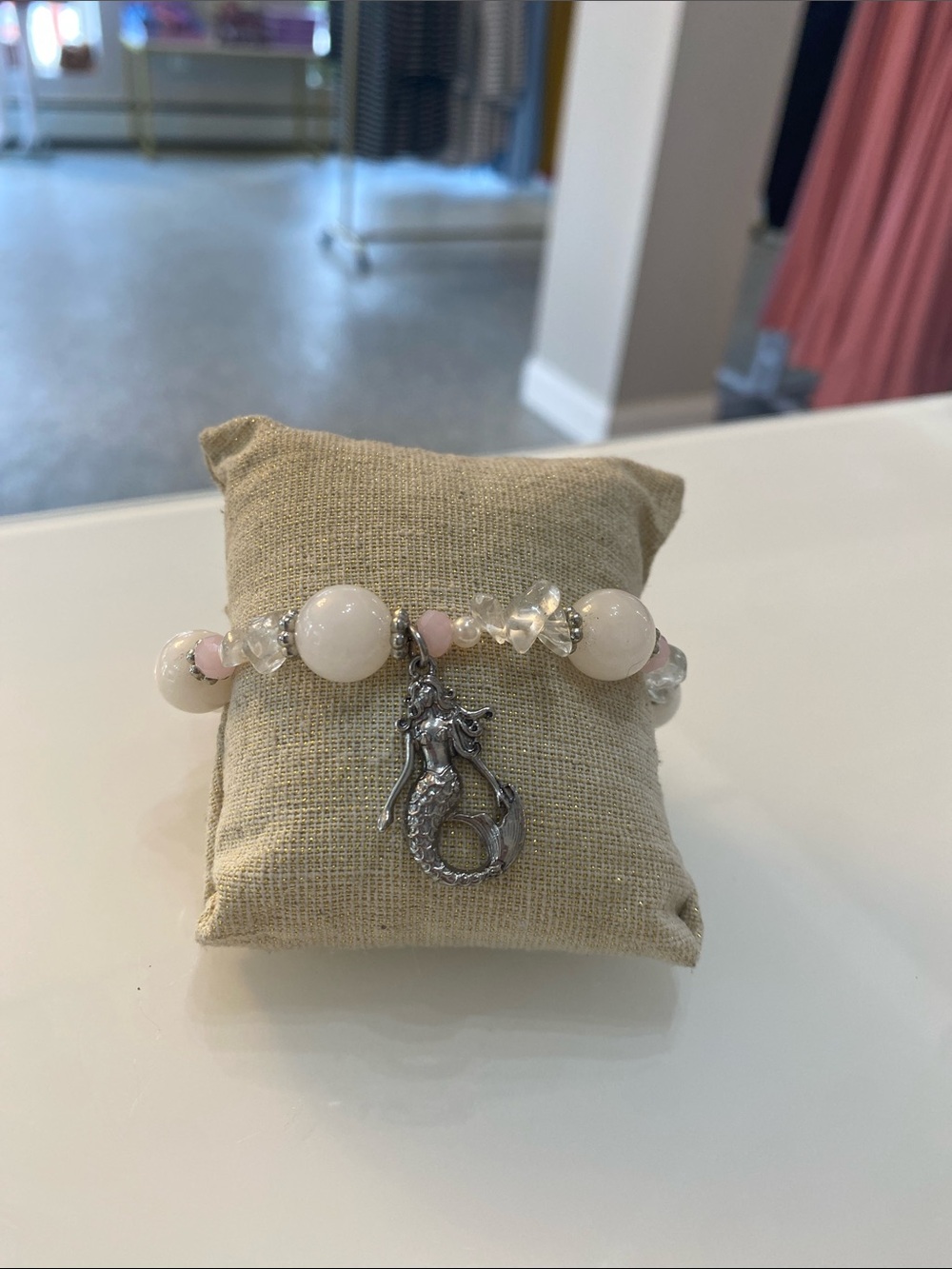 Pink Beaded Mermaid Charm Bracelet - Women Jewelry